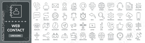 Set of Web contact line icons. Collection of business contact icon EPS10 - Stock Vector.