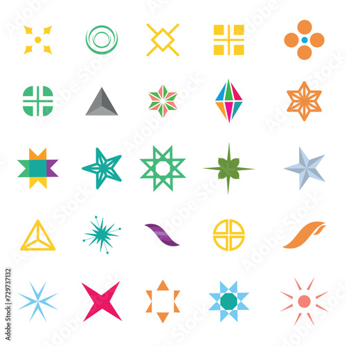 Y2k shape Vector Illustration Clip Art Element Big Set, Y2k shape Star Graphic  Geometry Sticker Shiny Retro Illustration. Y2k Shape Silhouette Icon Set. 