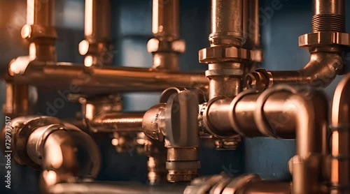 Essential components for water or gas systems, featuring a variety of pipes and fittings photo