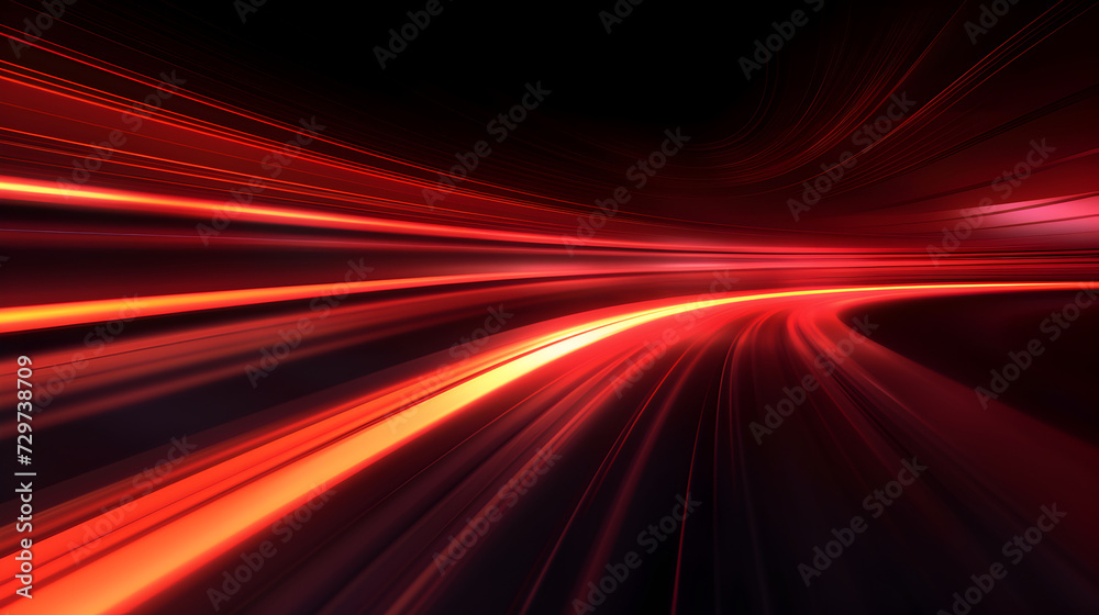 Futuristic Red laser light backdrop with curved light tails and abstract neon light lines Futuristic Red laser light backdrop with curved light tails and abstract neon light lines