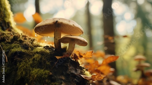 Close up image of a mushroom on the tree during fall season. Taken in Squamish, British Columbia, Canada.