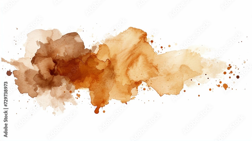 Watercolour brown stain transparent background - obrazy, fototapety, plakaty 