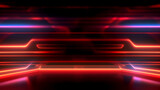 Futuristic Red laser light backdrop with curved light tails and abstract neon light lines