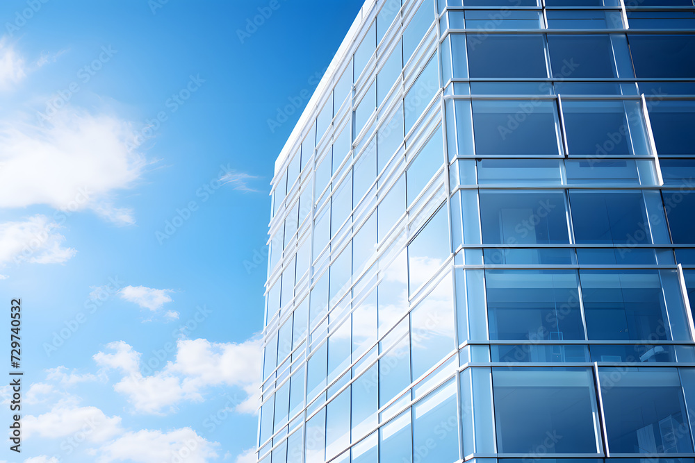 Fototapeta premium glass facade of a modern office building against a blue sky