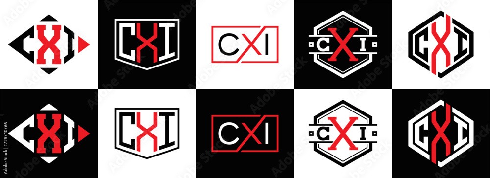 CXI logo. CXI set , C X I design. White CXI letter. CXI, C X I letter logo design. Initial letter CXI letter logo set, linked circle uppercase monogram logo. C X I letter logo vector design.	
