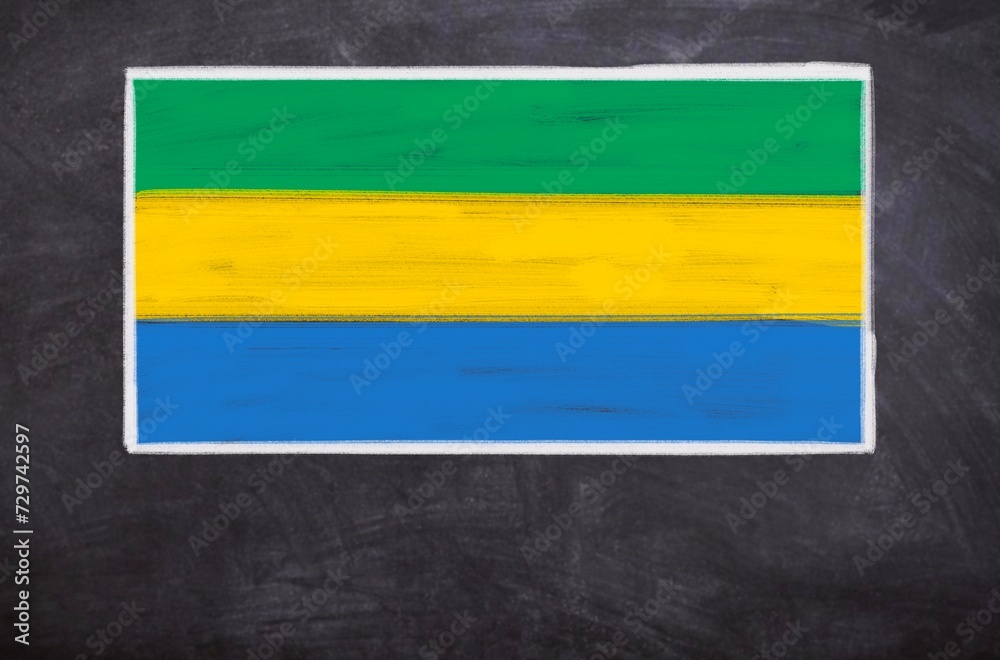 Obraz premium Hand drawn flag of Gabon on a black chalkboard