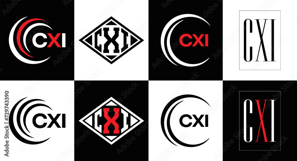 CXI logo. CXI set , C X I design. White CXI letter. CXI, C X I letter logo design. Initial letter CXI letter logo set, linked circle uppercase monogram logo. C X I letter logo vector design.	
