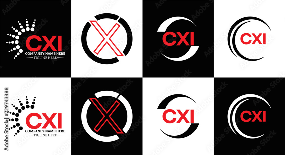 CXI logo. CXI set , C X I design. White CXI letter. CXI, C X I letter logo design. Initial letter CXI letter logo set, linked circle uppercase monogram logo. C X I letter logo vector design.	
