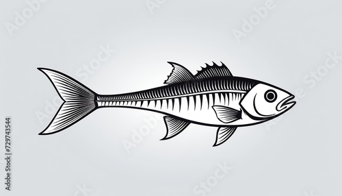 Fish Bone Icon in Modern Flat Design Vector Illustration