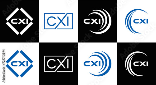 CXI logo. CXI set , C X I design. White CXI letter. CXI, C X I letter logo design. Initial letter CXI letter logo set, linked circle uppercase monogram logo. C X I letter logo vector design. 