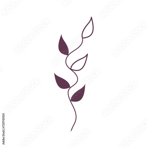 Boho twig. Floral decorative symbol. Cartoon flat vector illustration.