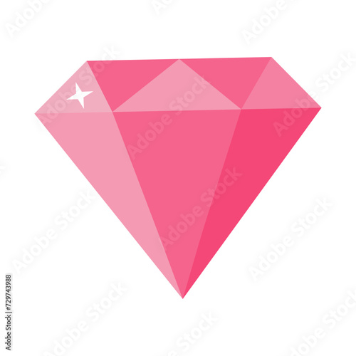 Pink sparkle diamond. Esoteric, Occult, witchcraft and magic symbol. Cartoon flat vector illustration.