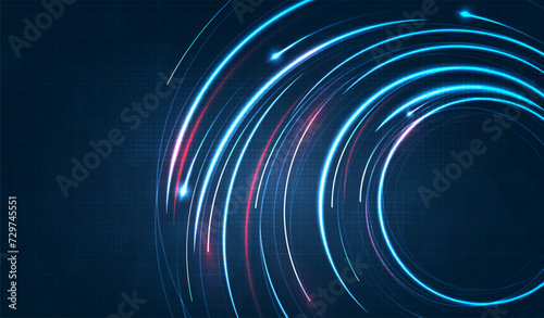 Blue light streak, fiber optic, speed line, futuristic background for 5g or 6g technology wireless data transmission, high-speed internet in abstract. internet network concept. vector design.