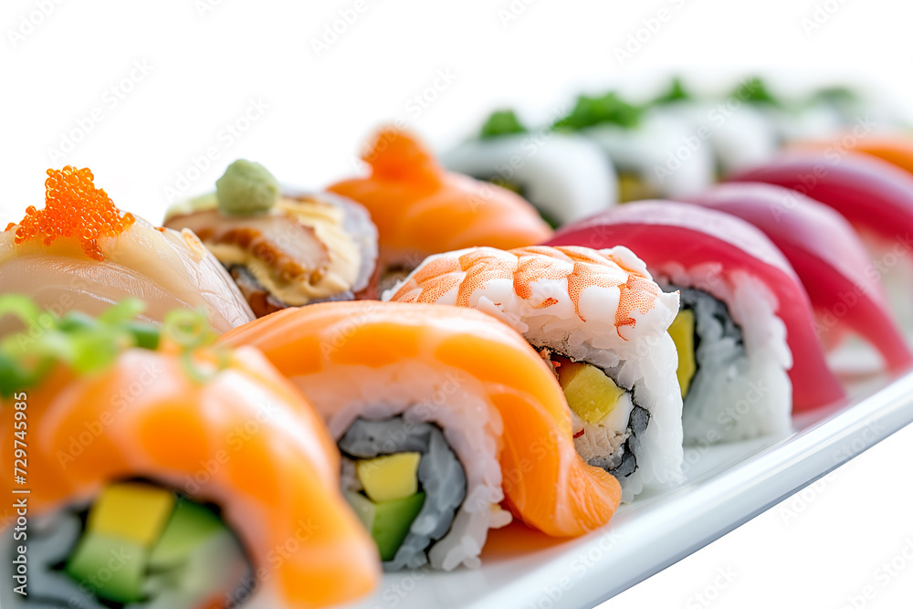 Culinary Perfection: Sushi Isolated on a Crisp White Background