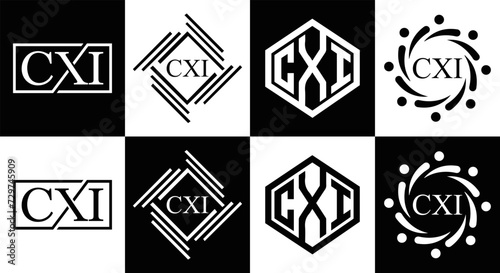 CXI logo. CXI set , C X I design. White CXI letter. CXI, C X I letter logo design. Initial letter CXI letter logo set, linked circle uppercase monogram logo. C X I letter logo vector design. 