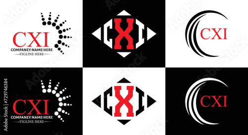 CXI logo. CXI set , C X I design. White CXI letter. CXI, C X I letter logo design. Initial letter CXI letter logo set, linked circle uppercase monogram logo. C X I letter logo vector design. 
