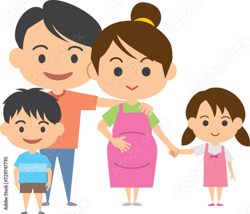 妊婦さんと家族のイメージイラスト