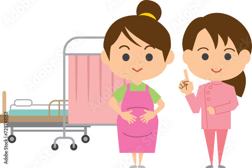 妊婦さんと助産師のイメージイラスト