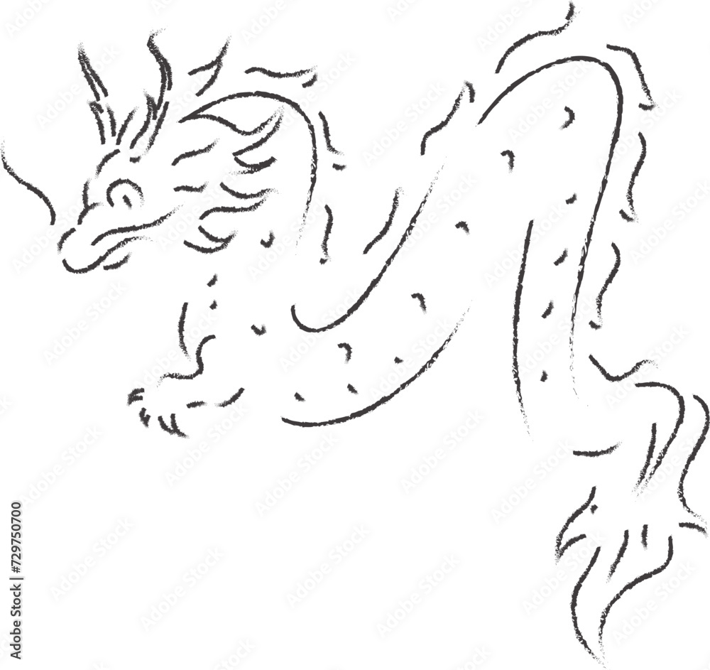 Naklejka premium Doodle Hand Drawn Dragon Chinese Zodiac Vector Illustration