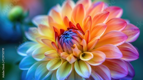 Close-up of a multi-colored flower with abundant petals, a stunning floral display, Ai Generated.
