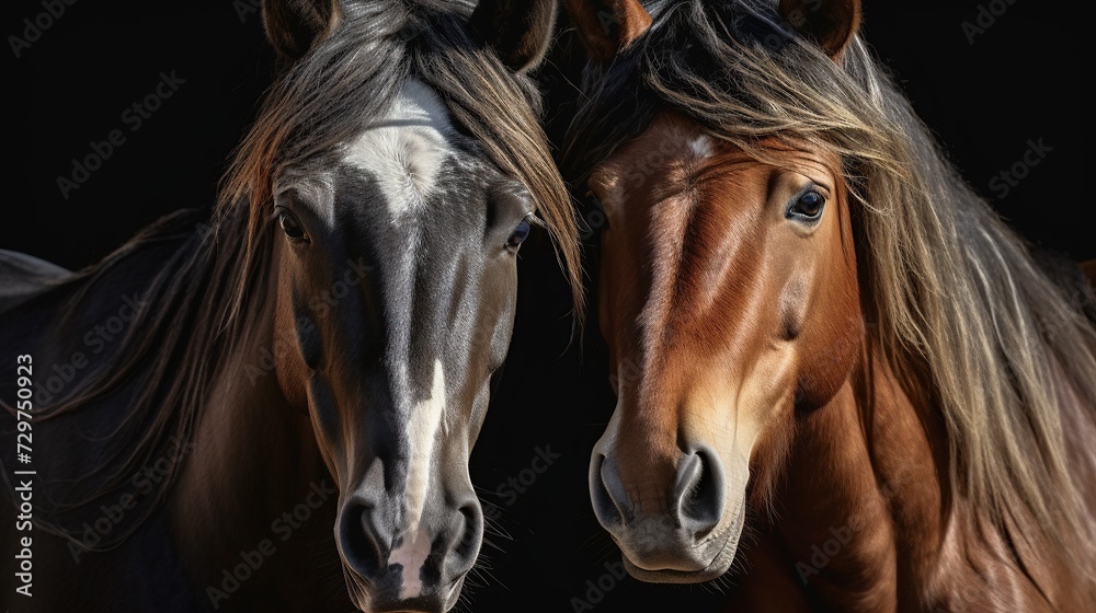Obraz premium Portrait two horse