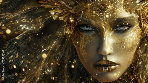 portrait of a woman, golden goddess, 