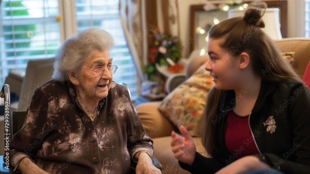 Grandmother talking with young woman