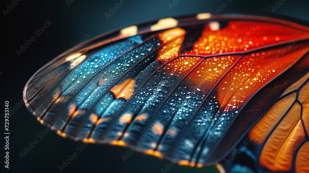 The translucent beauty of a butterfly wing, showcasing its intricate patterns and vibrant colors.