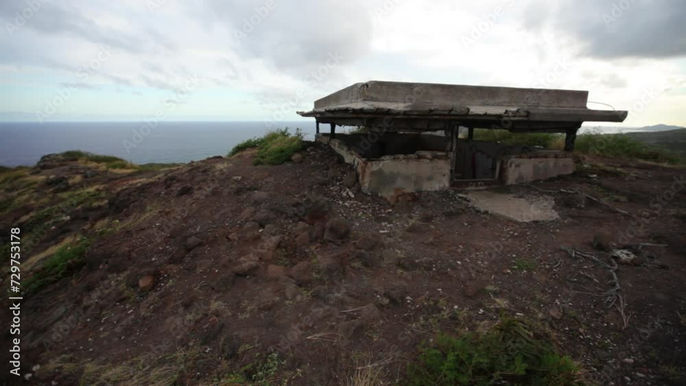 Abandoned cement structure on Hawaiian mountain peak Abandoned cement structure on Hawaiian mountain peak