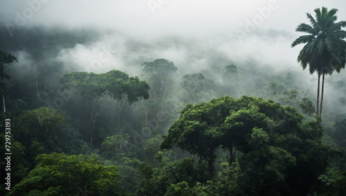 Dense jungle canopy with misty atmosphere © PixelBook
