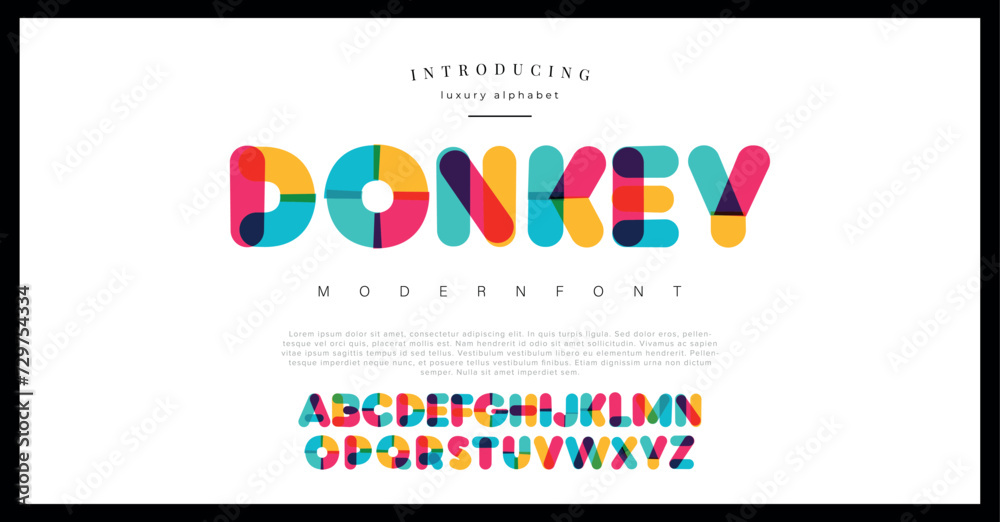 Donkey crypto colorful stylish modern alphabet letter logo design. - obrazy, fototapety, plakaty 