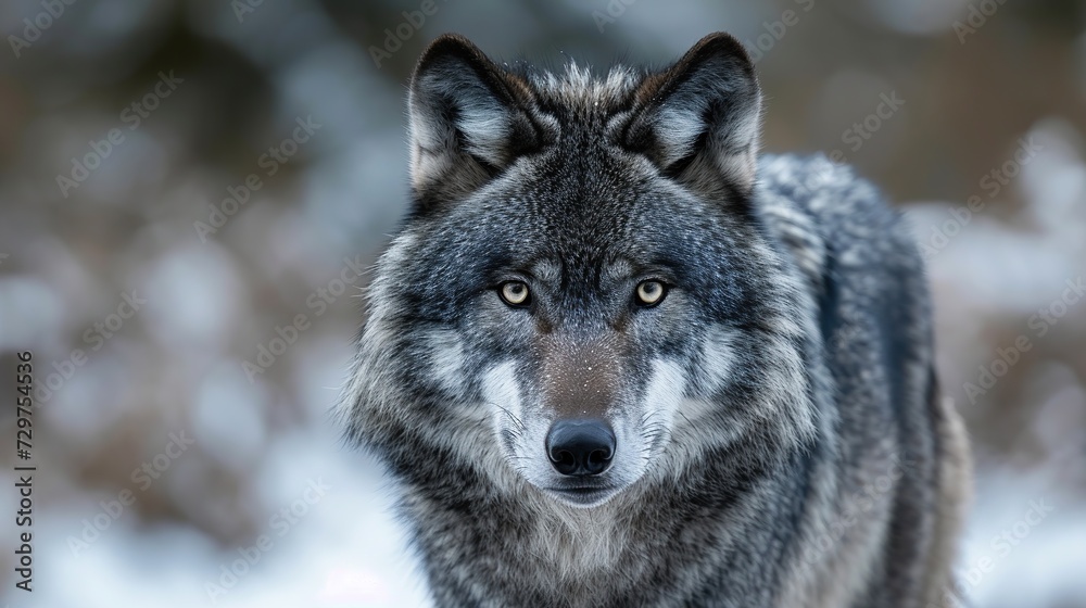 Fototapeta premium Grey Wolf (Canis lupus). image of animal. copy space for text.