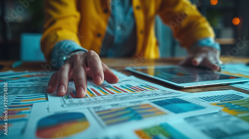 Businessperson Analyzing Colorful Data Charts
