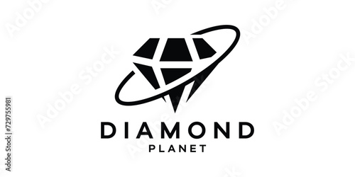 logo design combination of diamonds with planets, logo design template symbol ideas.