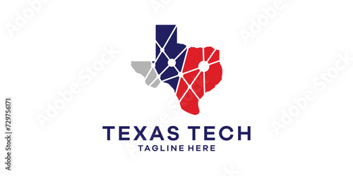 logo design map texas technology, connection, logo template symbol idea.