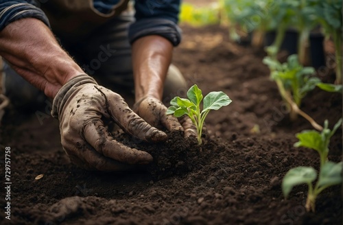 Farmer's Hand Inspecting Soil Health in an Organic Farm. AI