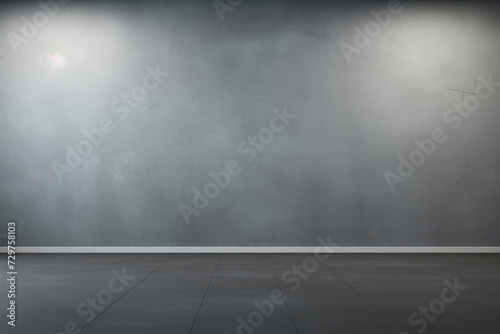 An empty, slate-grey wall background with a concrete floor. (Generative AI) © ShafiAzim