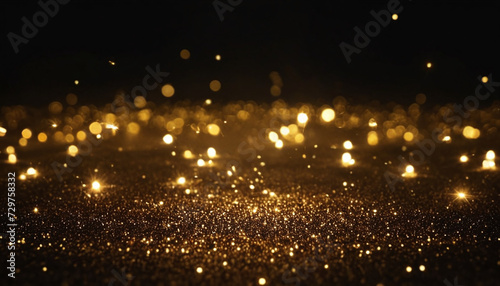 Golden particles bokeh effect background