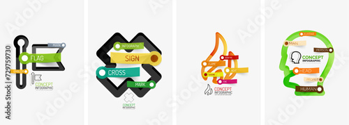 Set of infographics with line design icons. Vector illustration For Wallpaper, Banner, Background, Card, Book Illustration, landing page