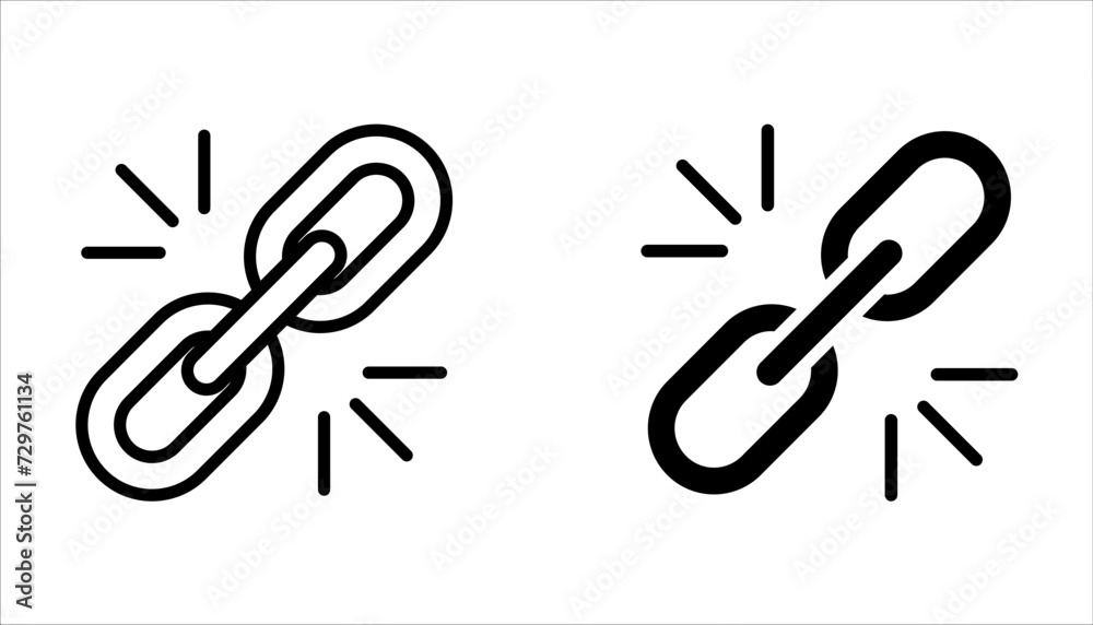 Link icon set. Hyperlink chain symbol on white background Link icon set. Hyperlink chain symbol on white background