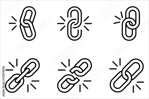Link icon set. Hyperlink chain symbol on white background