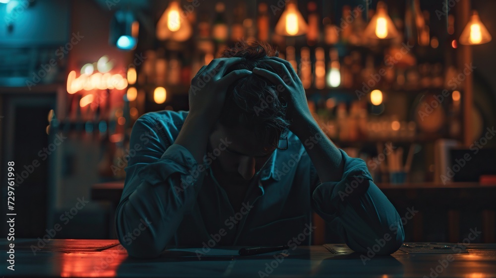 Depressed man sitting in the bar Depressed man sitting in the bar