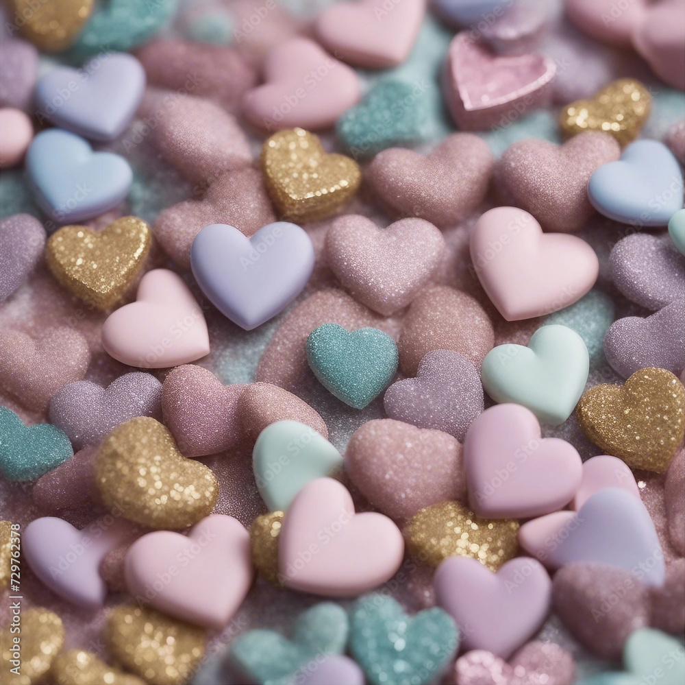 Fototapeta premium heart shaped candies -Generative AI
