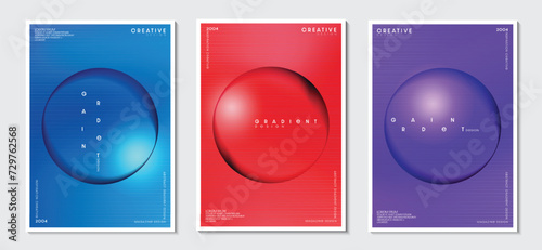 Posters design with blurred circle abstract image on colorful gradient background. Collection for labels and card covers. EPS vector illustration.