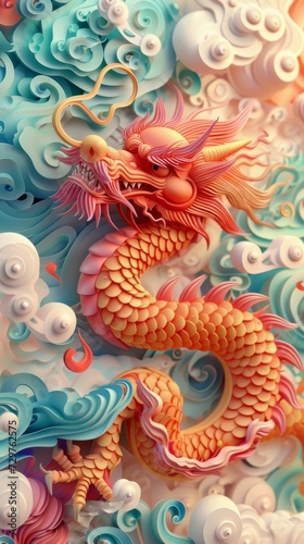 Wallpaper Mural Chinese Lunar Asian New Year Dragon Paper Cut Phone Wallpaper Background Illustration Torontodigital.ca