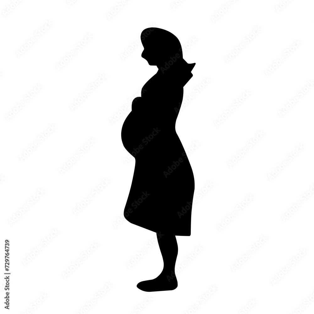 Silhouette of pregnant woman isolated