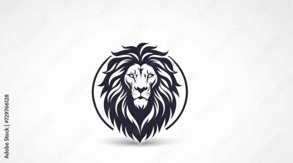 Elegant Monochromatic Lion Head Logo Design on a Light Background