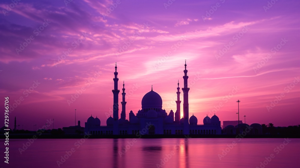 Mosque Silhouette Standing Against the Breathtaking Canvas of a Sunrise Sky