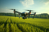Drone surveillance over lush greenery, high-tech farming AI Generative.