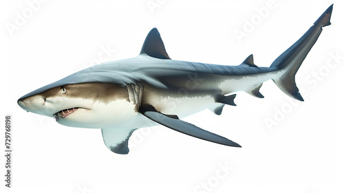 Majestic shark isolated on white, a marine spectacle. AI Generative.